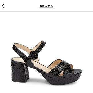 Prada Crisscross leather platform Sandal